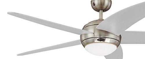 132 cm Deckenventilator Bendan 72220 mit Einzelleuchte und fünf Flügeln, Ausführung in seidenmattem Chrom mit Opalmilchglas