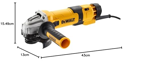 Dewalt 125 mm Winkelschleifer DWE4257 (1.500 Watt, Epoxidharz geschützte Motorwicklung, Wiederanlaufschutz, Sanftanlauf, Überlastschutz, Drehzahlvorwahl, elektronische Kupplung, M14 Spindel)