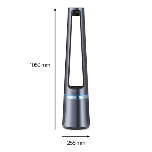 Rowenta rotorloser 2 in1 Luftreinigungsventilator Eclipse QU5030 | Luftreiniger und Ventilator | Feinpartikel | 12 Geschwindigkeiten | Timer | verzögerte Startfunktion | Fernbedienung | Anthrazit