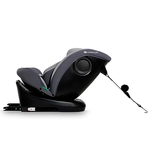 Kinderkraft I-GROW Kindersitz 0-36 kg, I-SIZE 40-150 cm, 360 grad drehbar, Kinderautositz mit Isofix station, FWF und RWF, Verstellbare Kopfstütze/Rückenlehne mit Liegeposition, Grau