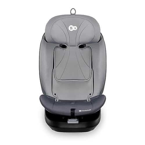 Kinderkraft I-GROW Kindersitz 0-36 kg, I-SIZE 40-150 cm, 360 grad drehbar, Kinderautositz mit Isofix station, FWF und RWF, Verstellbare Kopfstütze/Rückenlehne mit Liegeposition, Grau
