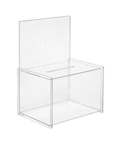 SIGEL VA150 Spendenbox / Losbox, mit Einstecktafel für A4, aus hochwertigem und besonders stabilem Acryl, 22,5 x 17 x 31 cm