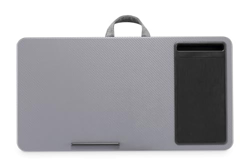 DIGITUS Notebook Kissen - mit Smartphone-Halterung - für 17" Laptops - Laptopunterlage - zum bequemen Arbeiten vom Sofa oder Bett aus - Grau
