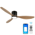 reiga Deckenventilator mit Fernbedienung, 132cm Leiser Deckenventilator mit Lampe, 6 Windgeschwindigkeiten, Smart Alexa Ventilator - Natürliche Holzfarbe der Blätter
