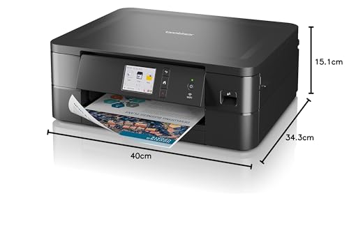 Brother DCP-J1140DW 3-in-1 Farbtintenstrahl-Multifunktionsgerät (Drucker, Scanner, Kopierer), Schwarz, 400 x 151 x 343 mm, 17/16 Seiten/Min.