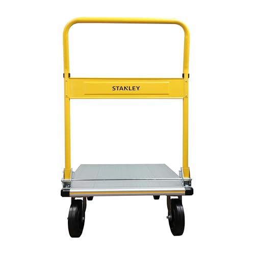 STANLEY klappbarer Plattformwagen, Tragkraft 200Kg, SXWTI-PC511, Transportwagen, Lagerwagen, Paketwagen, Plattformabmessungen 90x61cm, Schiebebügelwagen, Anti-Rutsch Plattform, platzsparend verstaubar