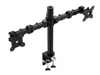 Amazon Basics Monitor-Halterung/Tragarm für 2 Monitore, mit einstellbarer Höhe, Bildschirmneigung und Kabelorganizer, 360-Grad-Drehung,Stahl, Schwarz, 33 bis 76 cm