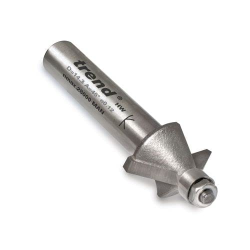 Trend Professioneller Mini-Fasenfräser 45 Grad, 1/4 Zoll Schaft, 14,3 mm Schnittdurchmesser, 6,35 mm Schnittlänge, Hartmetallbestückt, MB/05X1/4TC