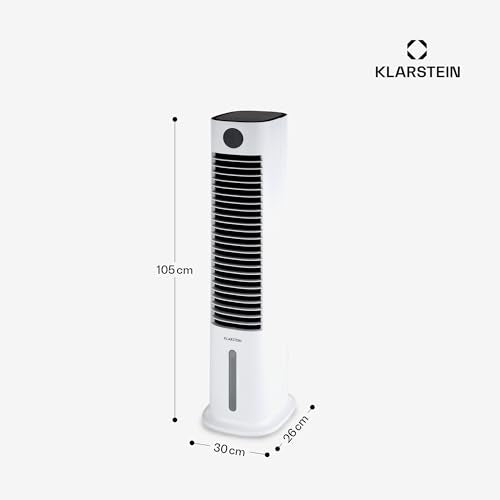 Klarstein Luftkühler mit Wasserkühlung, 5-in-1 Verdunstungskühler, Luftbefeuchter, Ventilator & Luftreiniger, Mobile Klimageräte Luftkühler mit App-Steuerung, 80W Air Cooler, 462m³/h Luftstrom