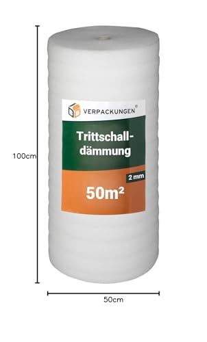 BB-Verpackungen 50 m² Trittschalldämmung (2 mm stark, sehr gute Schall- und Wärmedämmung)
