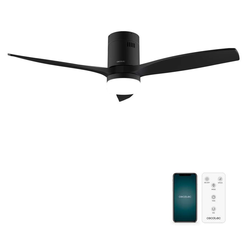 Cecotec - Deckenventilatoren mit Licht EnergySilence Aero 5600 Aqua GoldBlack Connected, 132 cm, 40 W, LED 20W Litch, 3 Flügel, 6 Geschwindigkeiten, Timer, Winter/Sommermodus, Wi-Fi, Goldschwarz