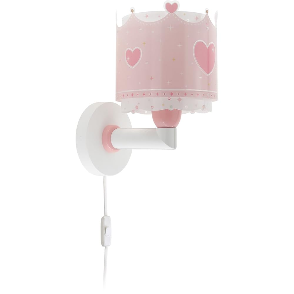 Dalber kinder Wandlampe kinderzimmer, Kinderlampe Wandleuchte Little Queen Krone rosa, 61109, E27
