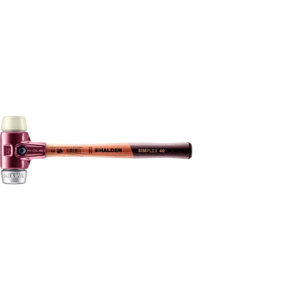 SIMPLEX-Schonhammer, Nylon/Weichmetall; mit Tempergussgehäuse und hochwertigem Holzstiel | D=40 mm | 3089.040