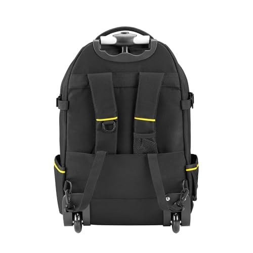 STANLEY FATMAX Arbeitsrucksack Werkzeugrucksack mit wasserdichtem Kunststoffboden, atmungsaktive Polsterung, stabiler Teleskopgriff, robustes 600 Denier Nylon, 36 x 23 x 54 cm, Schwarz, 1-79-215