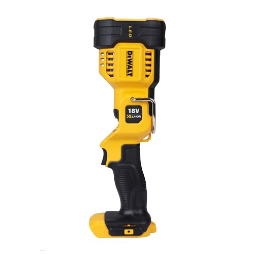 DEWALT Akku-LED-Strahler / Baustellenstrahler (18 V, max. 1.000 Lumen, max. 400 m Distanz, drei weiße und ein abgesoftete rote LED, drehbarer Lampenkopf, Lieferung ohne Akku und Ladegerät), DCL043