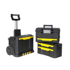 Stanley Rollende Werkstatt aus Metall-Kunststoff 1-79-206 / Werkzeugwagen leer mit 3 modularen Einheiten / Vielseitige Werkzeugbox für Kleinteile und große Werkzeuge