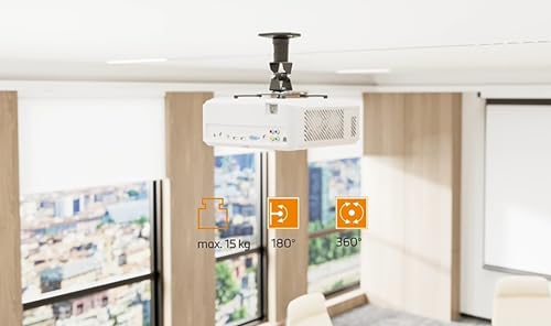 mywall H16-1WL Beamer Deckenhalterung (Tragkraft 15kg Deckenabstand: 22,5 cm)