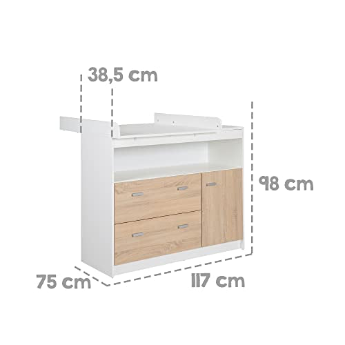 roba Kinderzimmerset 'Gabriella', 2-teilig, enthält Babybett 70x140cm & breite Wickelkommode, bicolor