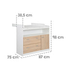 roba Kinderzimmerset 'Gabriella', 2-teilig, enthält Babybett 70x140cm & breite Wickelkommode, bicolor