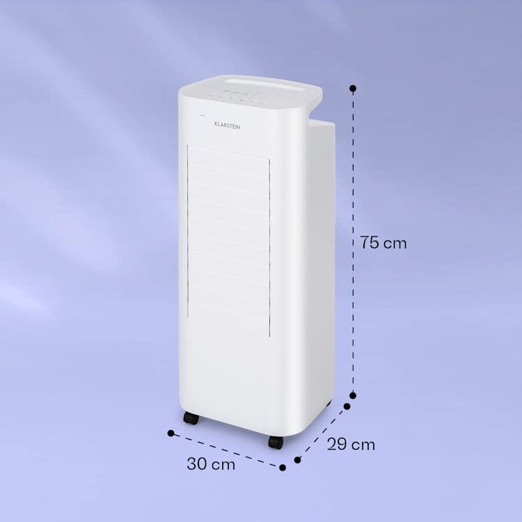 Klarstein Luftkühler mit Wasserkühlung, Leiser 4-in-1 Verdunstungskühler, Luftbefeuchter, Ventilator & Nachtmodus, Mobile Klimageräte Luftkühler, 60W Air Cooler, 330m³/h Kühlender Luftstrom