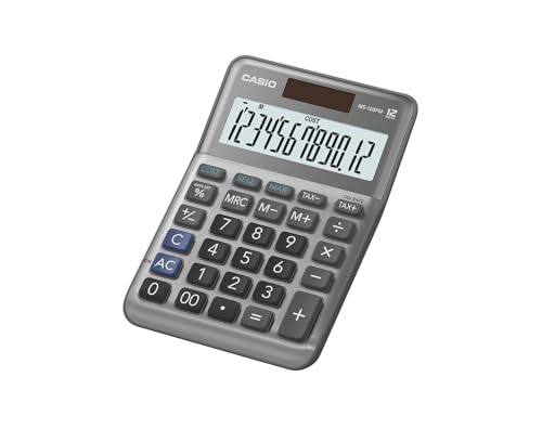 Casio Tischrechner MS-120FM, 12-stellig, Steuerberechnung, Cost/Sell/Margin, Aluminiumfront, Vorzeichenwechsel, Solar/Batteriebetrieb