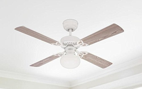 Westinghouse Vegas 7218540 Deckenventilator mit Beleuchtung, A++ to E, Metall, 60 W, E27, weiß, 105 x 105 x 44.2 cm