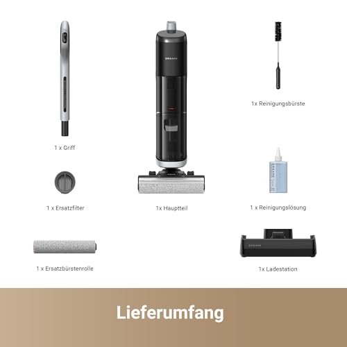 dreame H14 Pro Nass- und Trockensauger, 180° Lie-Flat, 60 °C Bürstenpflege, 5-min Trocknung, automatische Lösungsmittelverteilung, App-Steuerung, Doppelrotationsbürste, 18.000Pa Saugkraft, Doppelkante