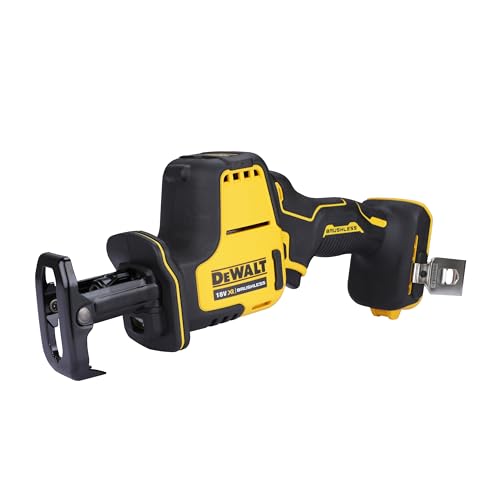 DEWALT 18 Volt Akku-Kompakt-Säbelsäge(bürstenloser Motor, sehr kompakte Abmessungen, werkzeugloser Sägeblattwechsel, schwenkbarer Sägeschuh, Lieferung ohne Akku und Ladegerät), DCS369N-XJ