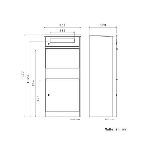 Metzler Paketbox, Briefkasten mit großem Paketfach in Anthrazit, personalisierte Paketbox für draußen, Standbriefkasten mit Paketfach, Paketkasten, Postbox mit Gravur, rostfrei und massiv - Bispo 2