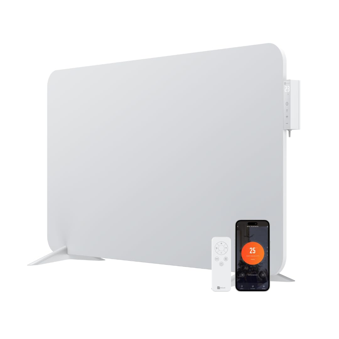 BR Bringer Infrarotheizung 750 Watt mit Smart Thermostat, WIFI & App - für Wandmontage oder als Standgerät für kleinere Räume bis 15m² - sehr Energiesparend - Deutsche Qualitätsmarke (weiß)