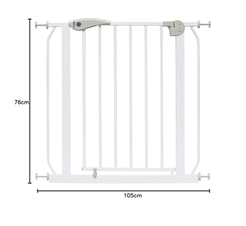 IB STYLE Türschutzgitter Berrin 105-115 cm - Treppenschutzgitter für Kinder, Klemmgitter für Hunde,Ohne Bohren, Weiß Grau