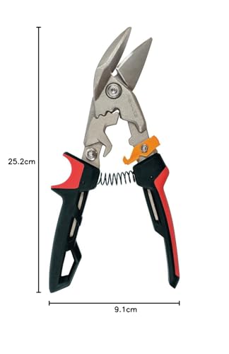 Fiskars Blechschere, Versetzter linker Schnitt, Bis zu 40% mehr Kraft, Länge 252 cm, Wärmebehandelter Stahl/Kunststoff, Schwarz/Rot/Orange, PowerGear, 1027211