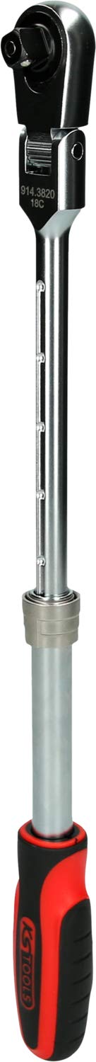 KS Tools 914.3820 3/8" SlimPOWER Teleskop-Gelenk-Umschaltknarre, 72 Zahn