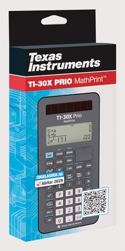 Texas TI-30X Prio MathPrint Wissenschaftlicher Schulrechner (IQB, Solar/Batterie) Grau