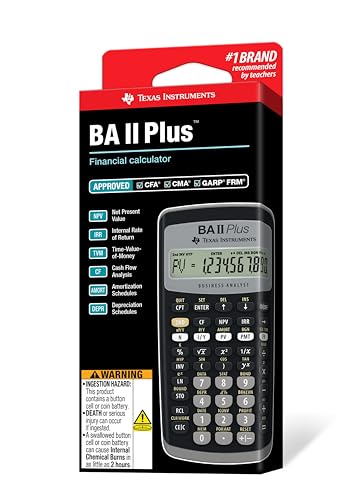 Texas Instruments BA II Plus Taschenrechner (Hosentasche, finanziell, Schwarz, Knöpfe, Akku)