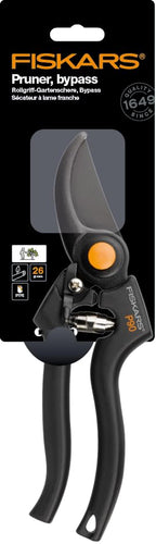 Fiskars Bypass-Gartenschere für frische Äste und Zweige, Antihaftbeschichtet, Hochwertige Stahl-Klingen, Länge: 22,5 cm, Schwarz/Orange, Pro, P90, 1001530