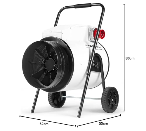 TROTEC Bauheizer TDS 120 R – Heizleistung 15 kW / 30 kW – Elektroheizer Luftmenge 1900 m³/h – Heizlüfter für große Räume
