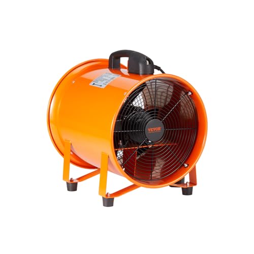 VEVOR Bauventilator 367-W-AC-Motor Baugebläse 2800 U/min Baulüfter Gebläse 2574 CFM (4373 m3/h) Axiallüfter mit 10 m Schlauch Axialgebläse 79 dB Geräuschpegel Industrielüfter