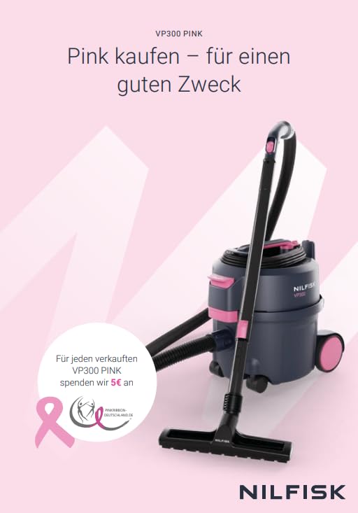Nilfisk VP300 HEPA Pink T EU (Gewerbesauger, niedriger Geräuschepegel, HEPA Filter, leicht, limitiert, robuster Ein/Aus-Schalter, inkl. Zubehör, Trockensauger) VP300 HEPA Pink T EU