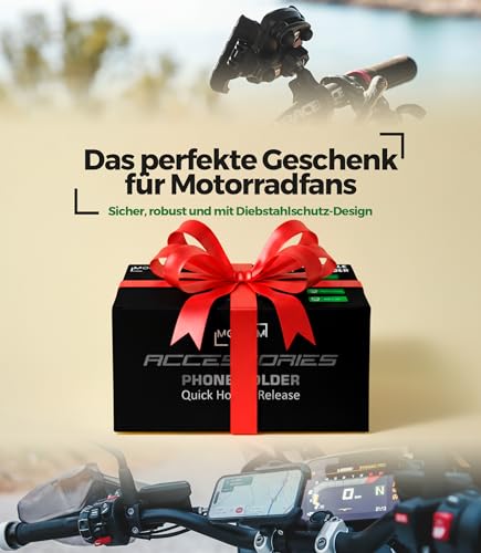 Handyhalterung Motorrad 【Doppelte Antivibrations-Technologie】mit Aluminiumkörper und Ring Motorrad Handyhalterung 5,4 bis 7,2" Handyhalter Fahrrad 【Schnellverschluss】 Phone Holder Bike als Geschenk