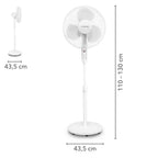 TROTEC Standventilator TVE 25 S, geräuscharmer Ventilator, 40 Watt, 3 Gebläsestufen, 80°-Oszillation, stufenlos höhenverstellbar bis 130 cm, Timer-Funktion, Fernbedienung