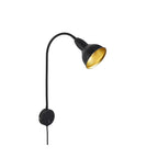 BRILONER Leuchten - Bettleuchte, Wandleuchte, Leselampe inkl. Flexarm, inkl. An-/Ausschalter, 1x E14, max. 25 Watt, Metall, Schwarz-Gold, 2084-015