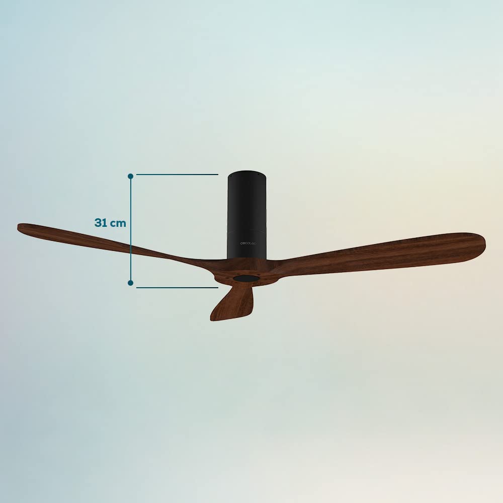 Cecotec Deckenventilator mit Fernbedienung und WLAN EnergySilence Aero 5500 Black Aqua Connected. 40 W, Durchmesser 52 Zoll, 3 Flügel, Schutzart IP44, Winter-Summer-Modus, Timer