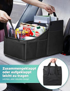 YOHOOLYO Auto Organizer Kinder Rücksitz mit 4 Fächern und 4 Getränkehalter zusammenklappbar Rückbank Beifahrersitz für Spielzeug Bücher Snacks Schwarz