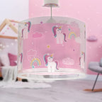 Dalber Lampe kinderzimmer, kinderlampe Pendelleuchte Hängelampe, Deckenleuchte Kinder, Deckenlampe kinderzimmer Einhörner Tiere Unicorns, 41592, E27, Rosa