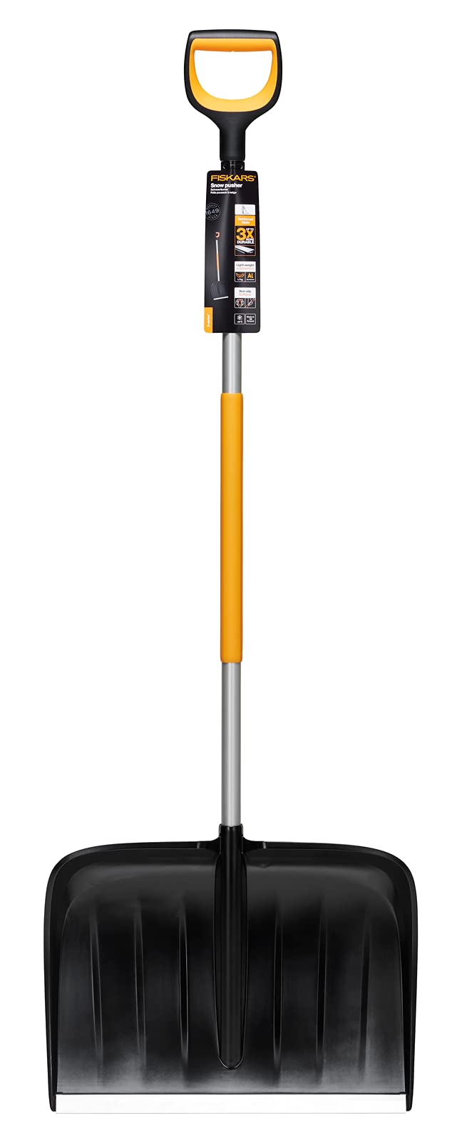 Fiskars Schneeräumer für große Schneemengen, X-series, Länge: 153,5 cm, Aluminium/Polymer, Schwarz/Orange/Grau, 1057178