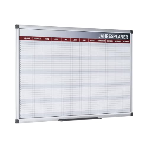 Bi-Office Magnetischer 52-Wochen Jahresplaner Maya, Trocken Abwischbar, Inklusive Marker Und Magneten, Plantafel, Planungstafel, 90 x 60 cm
