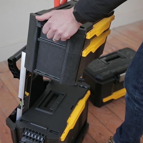Stanley Rollende Werkstatt aus Metall-Kunststoff 1-79-206 / Werkzeugwagen leer mit 3 modularen Einheiten / Vielseitige Werkzeugbox für Kleinteile und große Werkzeuge