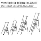 WENKO Leichte Aluminium Trittleiter mit 2 Stufen für 50 cm höheren Stand, rutschsichere XXL-Stufen, Design Klapptrittleiter, TÜV Süd Zertifiziert, 44 x 101 x 5,5 cm, Weiß