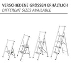 WENKO Leichte Aluminium Trittleiter mit 2 Stufen für 50 cm höheren Stand, rutschsichere XXL-Stufen, Design Klapptrittleiter, TÜV Süd Zertifiziert, 44 x 101 x 5,5 cm, Weiß